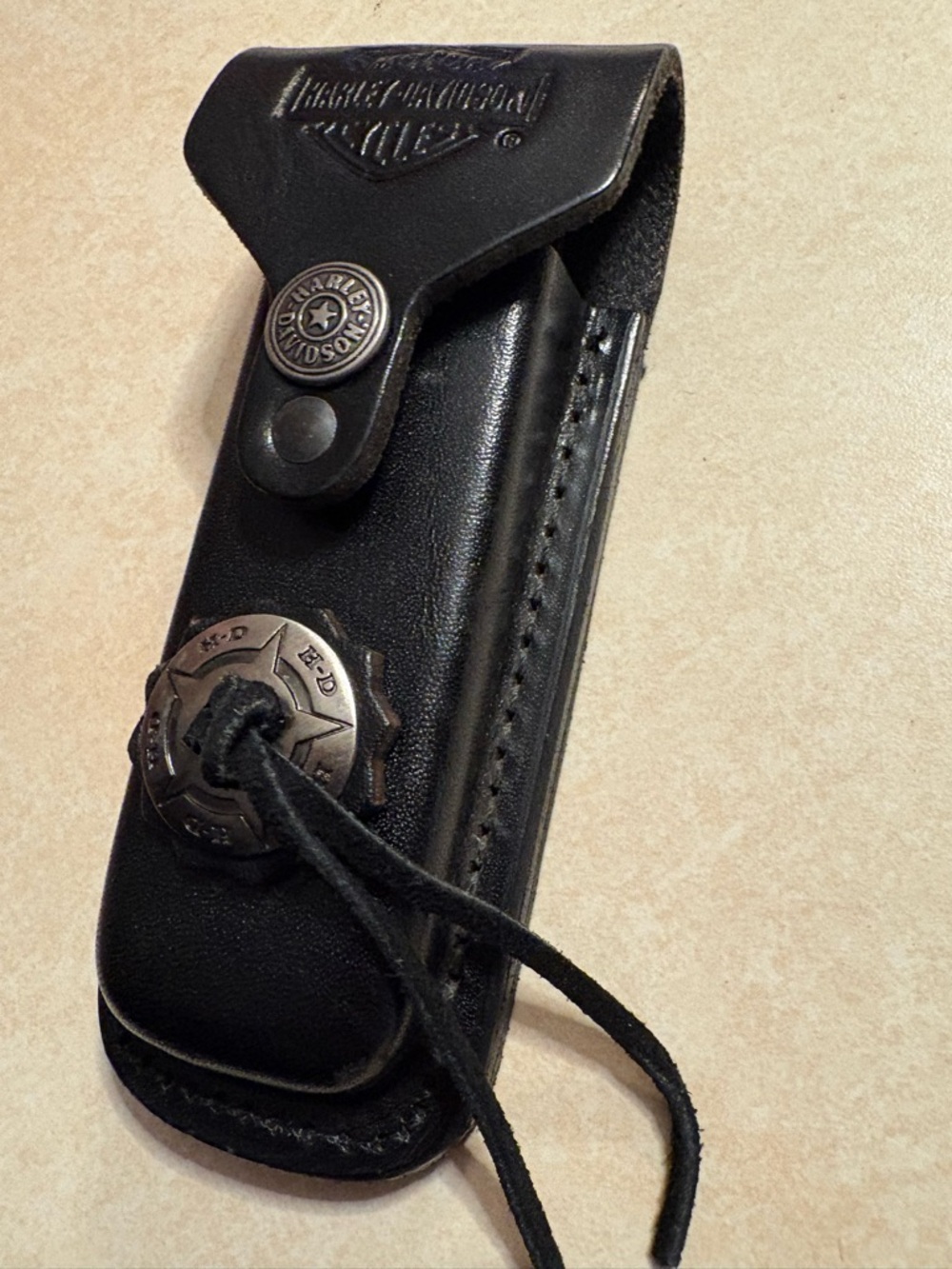 Harley Davidson, flaming legend Cryo edge knife from 2001 with leather sheath - Picture 10 of 15